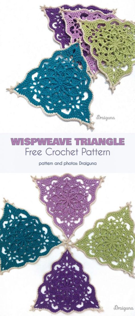 Wispweave Triangle Free Crochet Pattern | Your Crochet Irish Lace Crochet Pattern, Irish Crochet Flowers, Crochet Bunting, Russian Crochet, Irish Crochet Motifs, Irish Crochet Patterns, Mode Crochet, Crochet Triangle, Form Crochet