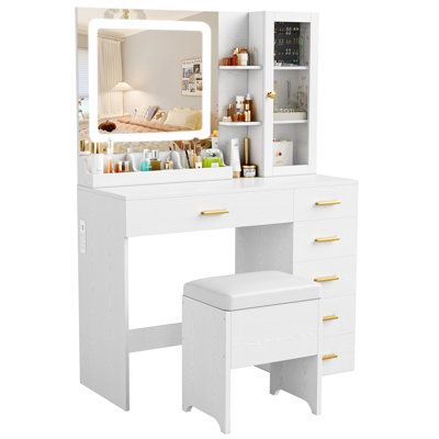 White desk vanity