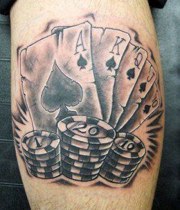 This is a Temporary tattoo of a black and white low rider car surrounded by flames, a pair of dice, playing cards, and a ribbon that reads "life's a gamble". Description from pinterest.com. I searched for this on bing.com/images Playing Card Tattoo, Card Tattoos, Joker Tattoos, Playing Card Tattoos, Smart Logo, Dice Tattoo, Card Tattoo Designs, Gambling Machines, Gambling Cake