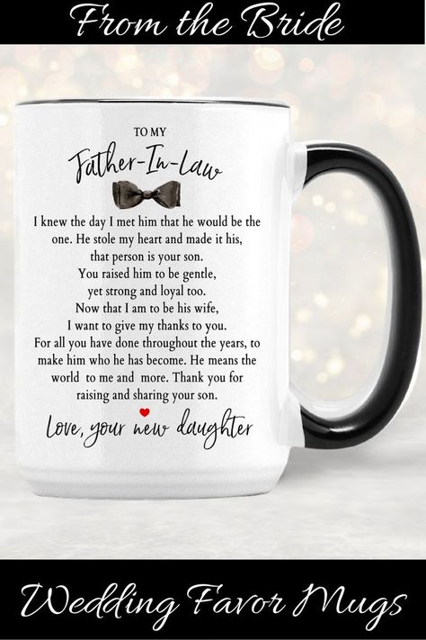 In Law Wedding Gift Ideas, Father In Law Gifts, Wedding Gift Ideas, Mother Of The Groom Gifts, Mother In Law Gifts, Bride And Groom Gifts, Father In Law, Coffee Cup Gifts, Mug Printing