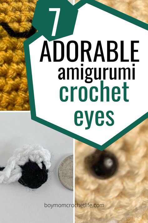 If you are interested in changing up how your crochet amigurumi look, these 7 eye options for your next amigurumi project are for you! Check them out! Eyes For Amigurumi, Crochet Hats For Boys, Crochet Eyes, Knitting Group, Animal Knitting Patterns, All Free Crochet, Amigurumi Tutorial, Crochet Ornaments, Adorable Crochet