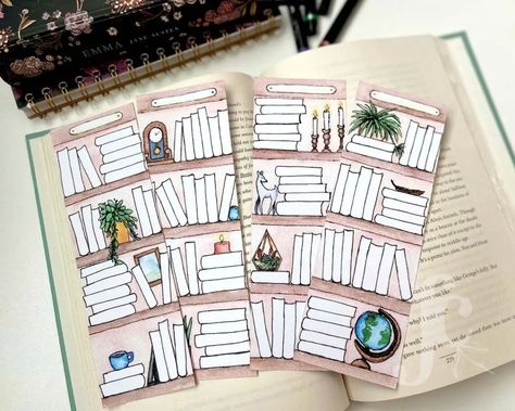 Bookmark Tracker, Bookshelf Tracker, Bookshelf Bookmark, Bookshelf Designs, Bookmark Watercolor, Star Bookmark, Book Tracker, Bookmark Printing, Bookclub Gifts