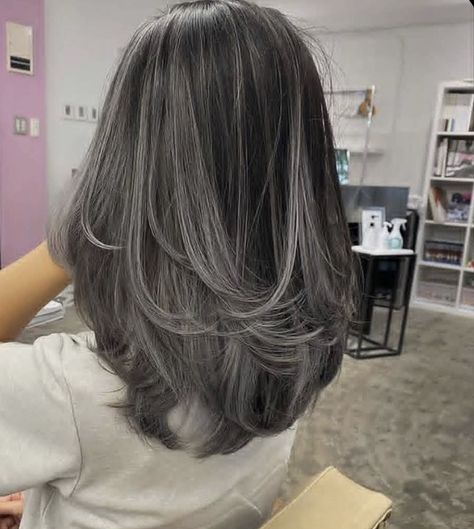 Visual Portfolio, Ash Gray Hair Color, Cold Hair, Ash Hair Color, Hair Color Streaks, Gray Hair Highlights, Shot Hair Styles, Haircuts For Medium Hair, Haircuts Straight Hair