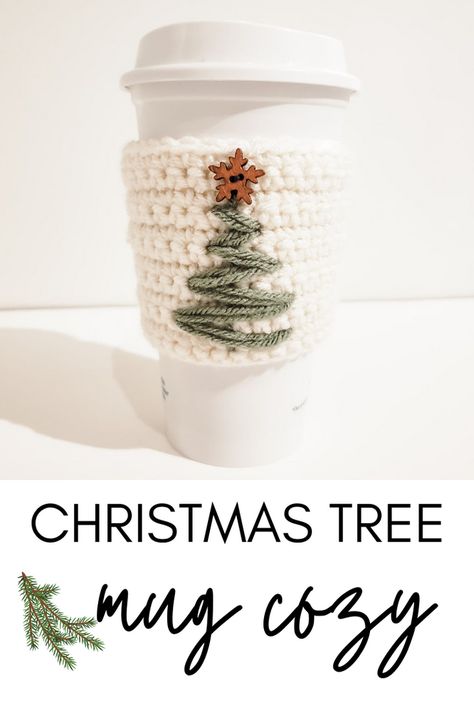 Christmas Tree Cozy, Coffee Cozy Pattern, Cup Cozy Crochet Pattern, Cup Cozy Pattern, Crochet Mug Cozy, Crochet Coffee Cozy, Crochet Cup Cozy, Crochet Christmas Gifts, Coffee Cup Cozy