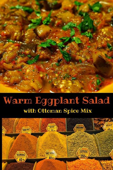 Warm Eggplant Salad Turkish Mezze, Turkish Meatballs, Turkish Salad, Turkish Spices, Mezze Platter, Eggplant Salad, Scottish Recipes, Appetizer Platters, Fruit Salads