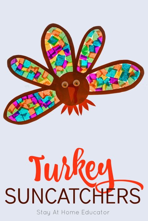 This Suncatcher is the Perfect Turkey Craft for Preschoolers Turkey Crafts For Preschool, The Perfect Turkey, Craft Thanksgiving, Turkey Crafts Kids, Thanksgiving Activities Preschool, Thanksgiving Crafts For Toddlers, Thanksgiving Turkey Craft, Thanksgiving Crafts Preschool, Craft For Preschoolers