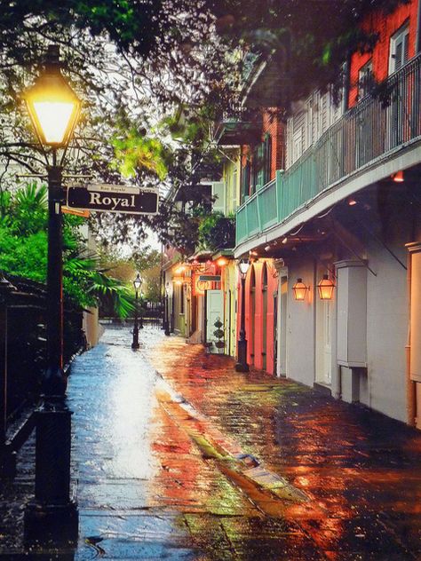 A rainy night on Royal Street | Flickr - Photo Sharing! New Orleans Royal Street, Royal Street New Orleans, Antiques Store, Street Performers, Louisiana Travel, New Orleans Art, Visit New Orleans, New Orleans French Quarter, Lovers Lane