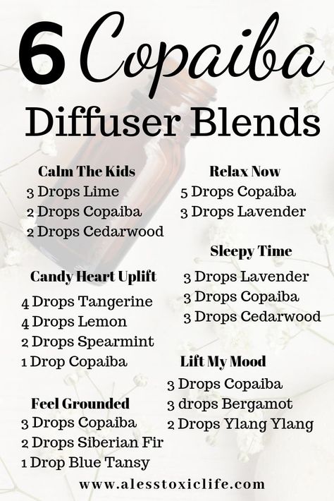 Copaiba Essential Oil, Doterra Essential Oils Recipes, Essential Oil Diffuser Blends Recipes, Young Living Essential Oils Recipes, Essential Oils Guide, Essential Oil Diffuser Recipes, Yl Essential Oils, Essential Oil Blends Recipes, Essential Oil Mixes