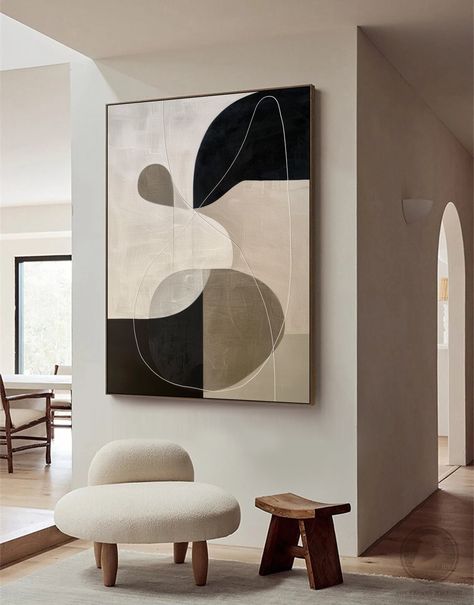 Beige Abstract Geometric Painting Beige and Black Abstract Color Blocks Art Modern Minimalist Lines Canvas Painting Neutral Geometric Art ▷ About installing the picture frame service. In order for more customers to buy works that can be hung up after receiving them, we have cooperated with three local frame shops to provide high-quality frame services. Unstretched: it does not contain wood frame and decorative picture frame, and the canvas is rolled up for transportation. After receiving the pic Neutral Abstract Paintings, Abstract Geometric Painting, Geometric Abstract Painting, Beige Painting, Cuadros Diy, Picture Frame Decor, Modern Pictures, Geometric Painting, Picture Frame Shop