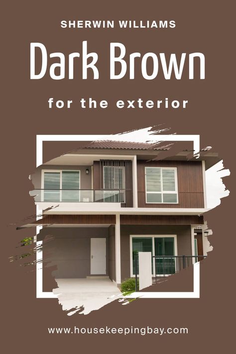 Dark Brown SW 7520 for the Exterior by Sherwin-Williams Dark Brown Siding Exterior, Dark Brown Exterior House Colors, Brown Exterior House, Brown Trim House Exterior, Brown Exterior House Colors, House Doors Colors, Brown House Exterior, Dark Brown Kitchen, Stone Paths