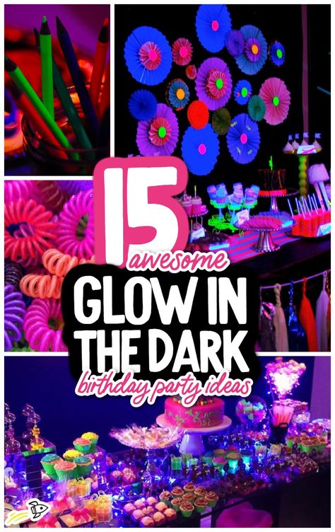 15 Awesome Glow-In-The-Dark Birthday Party Ideas Glow Party Food, Glow Birthday Party Ideas, Dark Birthday Party, Lake Birthday Party, Glow In The Dark Birthday, Glow Party Favors, Neon Dance, Dark Birthday, Lake Birthday