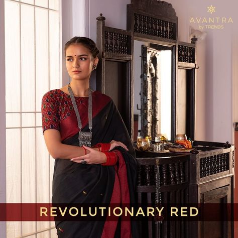 A royal blend of grace and beauty comes out perfectly in this black saree with scrupulously woven red border. Created by some of the finest craftsmen, this saree redefines the meaning of magnificence. Black Saree With Red Border, Red Border, Black Saree, Indian Designer, Indian Designer Wear, Saree Styles, Plain Black, The Meaning, Designer Wear