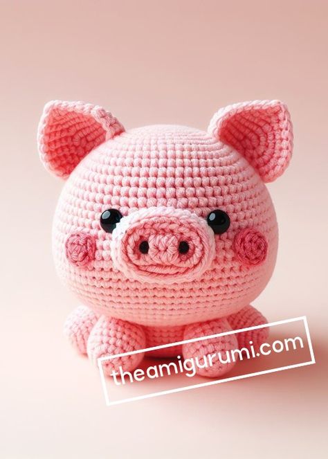 Crochet Chubby Pig Amigurumi Pattern Free Free Crochet Pig Patterns, Crochet Pig Pattern Free, Pig Amigurumi Pattern, Crochet Pig Pattern, Amigurumi Pattern Free, Pig Amigurumi, Pig Plushie, Mom Crafts, Pig Pattern