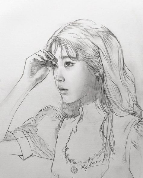 김희진 shared a post on Instagram: “Sketch before painting ♡ sooo beautiful ❤️l U. . . . . #sketch #sketching #drawing #artportrait…” • Follow their account to see 227 posts. Iu Drawing, Celeb Drawings, Kpop Sketch, Drawing Kpop, Woman Picture, Cool Tattoo Drawings, Fashion Drawing Sketches, Girl Drawing Sketches, Sketching Drawing