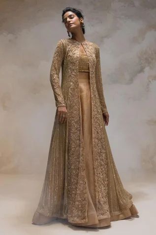 Long Jacket Pattern Indian Dress, Net Long Jacket Dress, Long Jacket Outfit Indian Wedding, Lengha With Jacket, Lehenga With Coat, Coat Lehenga, Long Jacket Outfit Indian, Lehenga With Long Jacket, Anarkali With Skirt