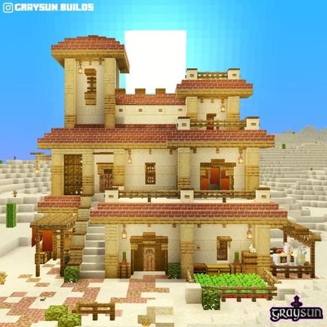 Minecraft Minecraft Terracotta, Themed Houses, Character Claims, Sand Village, Minecraft Desert, Village Minecraft, Description Ideas, Desert Biome, Minecraft Idea