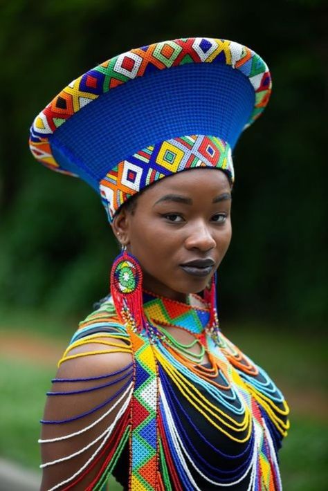 South Africa Fashion Traditional, Zulu Outfits South Africa, Traditional Clothing African, South Africa Traditional Wear, Zulu Hats South Africa, Zulu Headband, Zulu Bride Traditional Attire, Zulu Traditional Attire African Women, Zulu Patterns