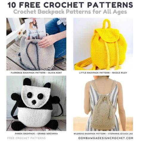 Free crochet backpack patterns for adults and kids! Explore designs with drawstrings, buttons, and clasps. #CrochetBackpack #FreePatterns Crochet Pattern Backpack, Free Crochet Backpack, Small Crochet Backpack Free Pattern, Crochet Bagpack Pattern Free, Crochet Bucket Backpack Pattern Free, Casual Crochet Backpack With Adjustable Strap, Backpack Patterns, Functional Crochet, Crochet Backpack Pattern