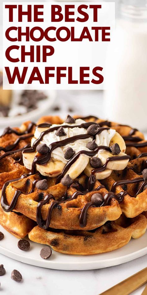 Chocolate Chip Waffle Recipe, Chocolate Waffle Recipe, Chocolate Chip Waffles, Belgian Waffles Recipe, Easy Waffle Recipe, Waffle Iron Recipes, Blueberry Waffles, Waffle Maker Recipes, Waffles Easy