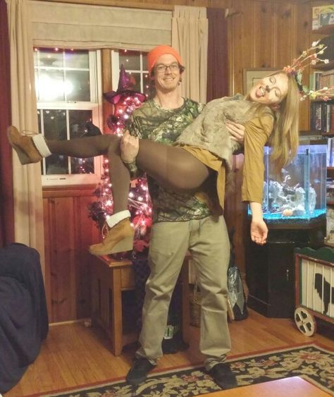 Deer and Hunter Halloween Costume #halloween #deer #hunter #couplecostume Hunter Halloween Costume, Deer And Hunter, Dear Costume, Deer Hunter, Couples Costumes, Costume Halloween, Costume Ideas, Halloween Costume, Diy And Crafts