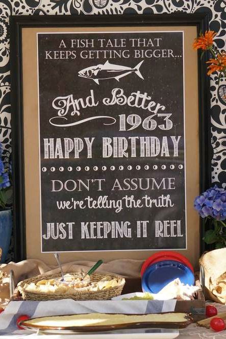 Fishing Birthday Party sign!  See more party planning ideas at CatchMyParty.com! 60th Birthday Ideas For Dad, Fishing Theme Birthday, Fishing Theme Party, Fish Theme, Fishing Birthday Party, Party Decoration Ideas, 50th Bday, Fishing Party, Fish Fry