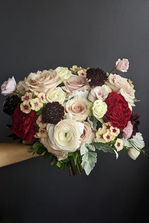 Bridal bouquet for a summer wedding in blush, cream and burgundy. Blush Burgundy Wedding, Burgundy Wedding Bouquet, Nova Scotia Wedding, Bridal Party Flowers, Blush Cream, Burgundy Wedding, Wedding Florist, Wedding Bouquet, Wedding Season