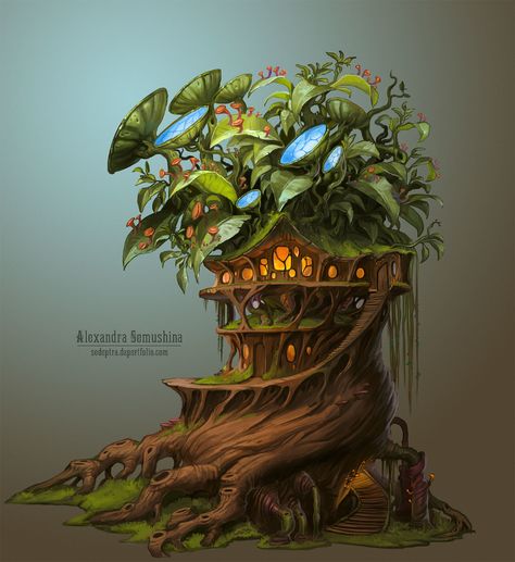 ArtStation - Biotech house, Alexandra Semushina Casa Fantasy, Fantasy Tree, Wallpaper Laptop, Fantasy House, House Drawing, Tree Drawing, Fantasy Art Landscapes, Arte Fantasy, 판타지 아트