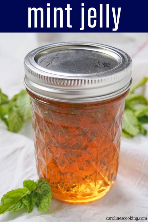 Mint jelly is a brightly flavored spread, traditionally used alongside roast lamb but also delicious in many other ways. Sweet, aromatic and delicious. Mint Jelly For Lamb, Mint Jelly Recipe, Roast Lamb, Jelly Recipe, Light Meals, Mint Sauce, Jelly Bag, Lamb Roast, Jelly Recipes