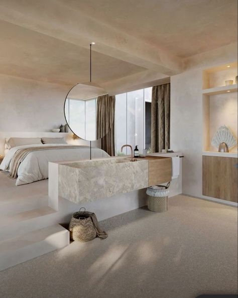 Shape is the 2- D form of everything around us. This space has a circular mirror and the sink is a rectangle. Casa Cook, Superior Room, Comfy Pillows, Hotel Boutique, Luxury Suite, Comfortable Bedroom, Stunning Interiors, Wabi Sabi, Hotels Room