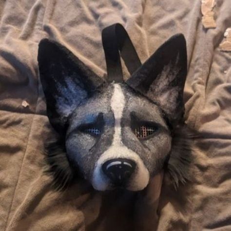 Australian Shepherd Therian Mask, Golden Retriever Therian Mask, Therian Dog Mask Ideas, Wolf Mask Therian, Border Collie Therian Mask, Realistic Therian Mask, Black Wolf Therian Mask, Black Therian Mask, Canine Therian Mask