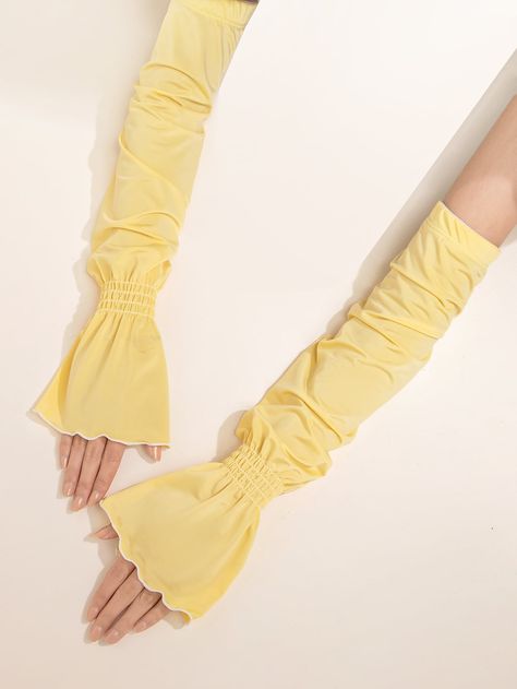 Yellow    Polyester Plain Arm Sleeves Embellished   Women Accessories Lucy Cosplay, Sleeve Garter, Life Series, Arm Sleeves, Illustration Fashion Design, Easy Trendy Outfits, Illustration Fashion, Arm Sleeve, Senior Year