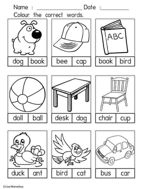 English Phonics Worksheets For Grade 1, Preschool Activities Printable, Teach English To Kids, Fun Worksheets For Kids, Kindergarten Phonics Worksheets, English Worksheets For Kindergarten, Homeschool Preschool Activities, Kindergarten Reading Activities, Kindergarten Reading Worksheets