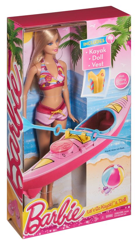 Amazon.com: Barbie On-The-Go Beach Doll and Kayak Set: Toys & Games Beach Kayak, Beach Barbie, American Girl Furniture, Barbie Beach, Barbie Car, Barbie Box, American Girl Doll Furniture, Barbie Doll Set, Mattel Shop