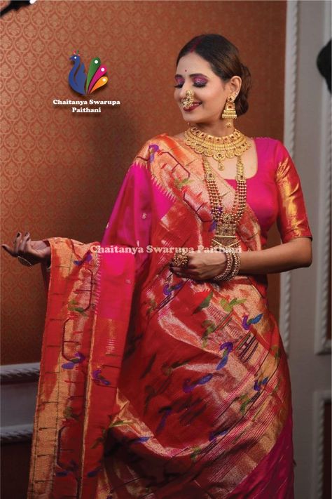 Paithani Saree Colours, Paithani Blouse Designs, Pink Paithani, Saree Drape, Fashionable Saree, Paithani Saree, Paithani Sarees, Fashionable Saree Blouse Designs, Indian Fashion Saree