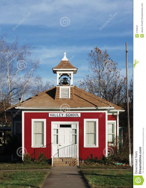 Red school house. Little red school house with bell tower #Sponsored , #AD, #ad, #school, #tower, #bell, #Red School House Bell, Red School House, Halloween Art Projects, Architectural Illustration, Country School, Old Windmills, Old School House, Sims 4 House Plans, Miniature Ideas