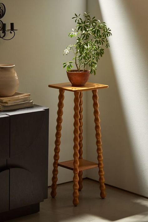 Willow Tall Side Table Boho Side Table, Tall Side Table, Pedestal Side Table, Uo Home, Wooden Side Table, Square Side Table, Apartment Aesthetic, Corner Table, Small Side Table