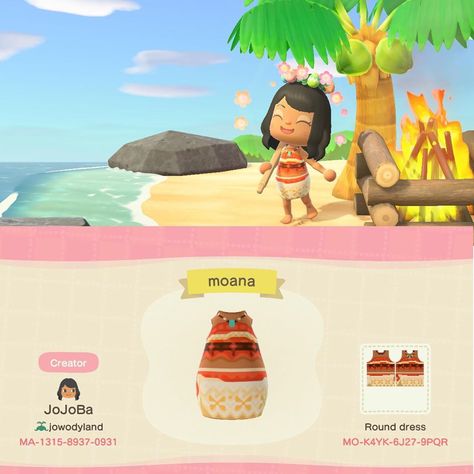 Animal Crossing Designs on Instagram: “More code designs 👉🏻 link in bio ☺️ #animalcrossing #animalcrossingnewhorizons #acnhdesigns #acnhpatterns #acnhcreators #nintendoswitch” Moana Dress, Animal Crossing 3ds, Ac New Leaf, Animal Crossing Memes, Animal Crossing Guide, Acnh Designs, Happy Home Designer, Animal Crossing Qr Codes Clothes, Acnh Codes