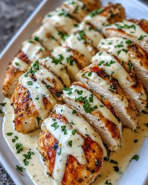 Emily Recipes Baked Caesar Chicken With Creamy Parmesan Sauce, Baked Caesar Chicken With Parmesan Sauce, Cesar Chicken, Baked Caesar Chicken, Chicken With Parmesan, Caesar Chicken, Creamy Parmesan Sauce, French Onion Chicken, Chicken Entrees