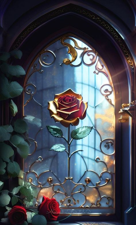 Anime Beauty And The Beast, Beauty And The Beast Rose Aesthetic, Beauty And The Beast Rose Painting, Beauty And The Beast Wallpaper Aesthetic, Beauty And The Beast Illustration, Beauty And The Beast Aesthetic, Anime Effects, 90s Celestial, Beauty And The Beast Art