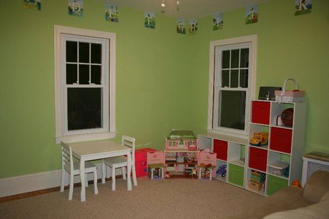 Sherwin Williams Dancing green for Savannah's room Green Playroom, Kids Ministry Rooms, Infant Room, Kids Ministry, Green Paint Colors, Green Walls, Children's Ministry, Green Paint, Green Wall