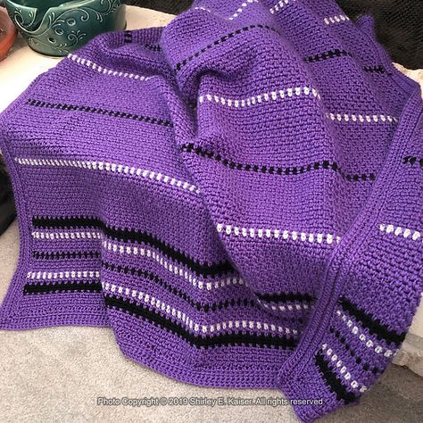 Ravelry: shirleykaiser's Afghan: Purple w Black Gray Purple And Black Crochet Blanket, Purple Afghan, Crochet Blanket Colors, Crochet Scarf Easy, Purple Blanket, Blanket Afghan, Crocheting Patterns, Purple Crochet, Crochet Afgans