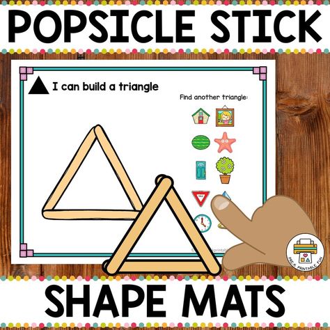 Here is a fun shape building and recognition activity for preschoolers. Popsicle, or craft sticks, are a common material in preschool classrooms. Put them to use with these activity mats.  What's Included... Inside this 13-page pack you will find the following printables: 11 Popsicle stick 2D shape mats TOS and Graphics Credit​ ​Learn Shape Attributes Learning shape attributes is an important learning goal for preschoolers. These mats support childr [...] Preschool Classrooms, Learning Centers Preschool, Activity For Preschoolers, Kindergarten Rocks, Mickey Mouse Coloring Pages, Circle Math, Craft Sticks, Learning Shapes, Shapes Activities