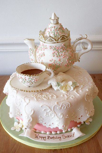 Tea Party Cake Ideas, Party Cake Ideas, Torte Creative, Teapot Cake, Tea Party Cake, Crazy Cakes, Pretty Birthday Cakes, Unique Cakes, Tea Party Birthday