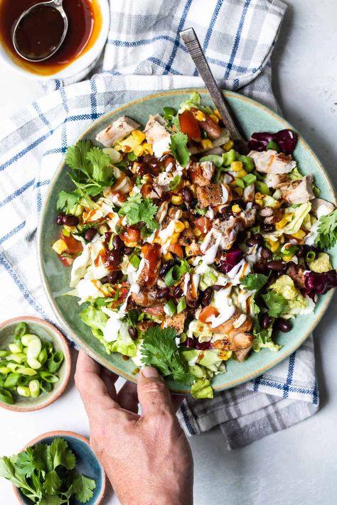 Barbecue Chicken Chopped Salad - Foodness Gracious Barbecue Chicken Salad, Chicken Chopped Salad Recipes, Homemade Dressing Recipe, Chopped Salad Recipe, Barbeque Chicken, Chicken Chopped Salad, Grilled Bbq Chicken, Hearty Salads, Grilled Chicken Salad