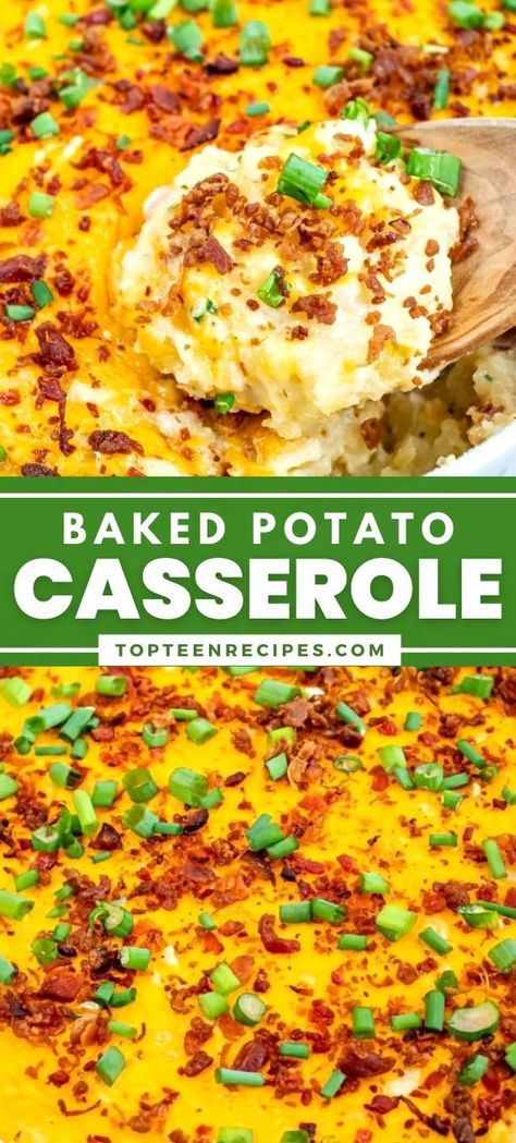 Chicken Cobbler Recipe, Bacon Potato Casserole, Cheese Potato Casserole, Green Onions Recipes, Sour Cream Potatoes, Loaded Baked Potato Casserole, Cream Cheese Potatoes, Onion Casserole, Bacon Casserole