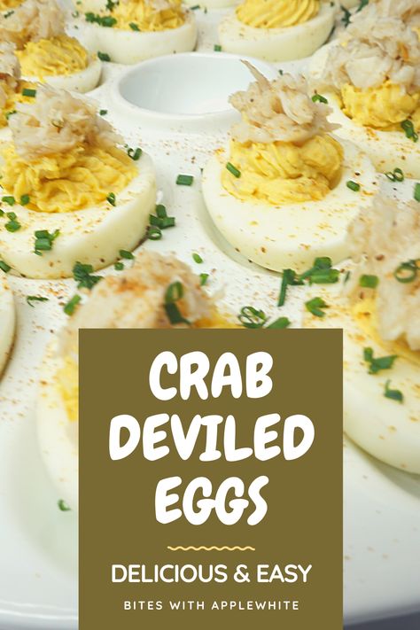 Deviled Eggs With Crab Meat, Crab Claw Meat Recipes, Eggs Bites, Crab Deviled Eggs, Crab Claw Recipes, Simple Deviled Eggs, Crab Deviled Eggs Recipe, Meal List, Devil Eggs