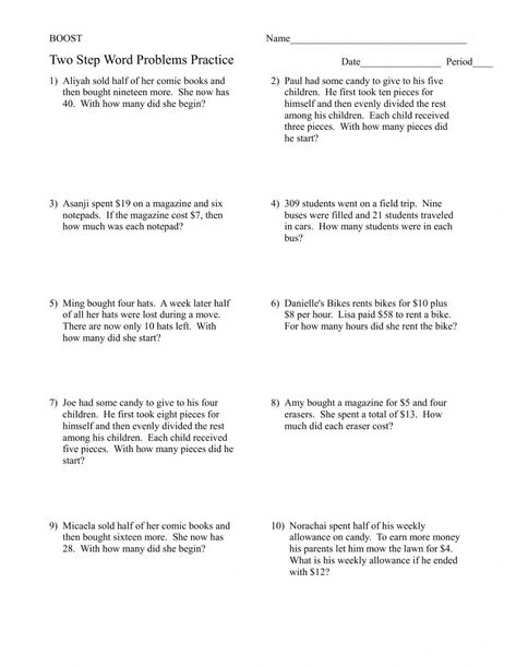 Algebra Word Problems Worksheets, Writing Equations From Word Problems, Algebra Word Problems, Two Step Word Problems, Maths Problems, Teaching Verbs, Writing Equations, Two Step Equations, Grade 6 Math