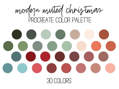 Muted Color Christmas Tree, Boho Christmas Color Palette, Muted Christmas Color Palette, Retro Christmas Color Palette, Palette Christmas Tree, Tree Color Palette, Christmas Procreate, Color Palette Modern, Procreate Color Palette