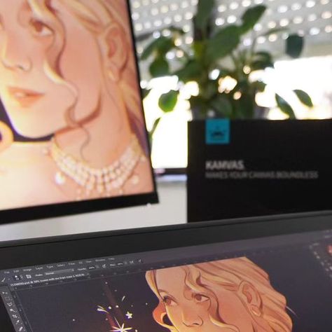 Carolina Soares on Instagram: "I loved working on this piece with my new display tablet from Huion 💙 For years I’ve been using their products when it comes to digital art - I’ve had a small drawing tablet and the display tablet you’ve been seeing me use for the past 5 years!

I remember being really nervous when choosing a tablet because these can be pricey, and when we are starting out, we just want to make sure we make the right choice. And thankfully there are many brands out there that can provide a good starting point at a reasonable price -  what I can say is that Huion’s products are really high quality and durable, and I was very happy and surprised when they sent me this Huion Kamvas Pro 16 (2.5k). My current display tablet is a bit bigger, but honestly just for the screen/color Small Drawing, Screen Color, Small Drawings, Drawing Tablet, Very Happy, Being Used, Tablet, Digital Art, The Past