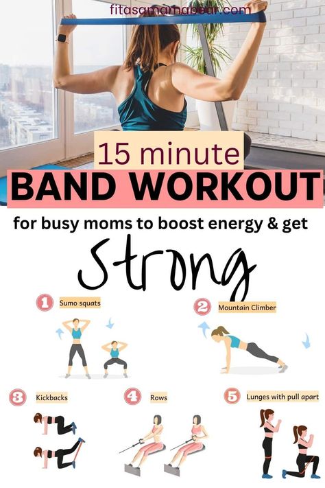 Full Body Resistance Band Workout, Workout Circuit At Home, Resistance Band Workouts, Quick Workout At Home, Band Workouts, 12 Minute Workout, Newborn Feeding, Post Workout Snacks, Resistance Band Workout